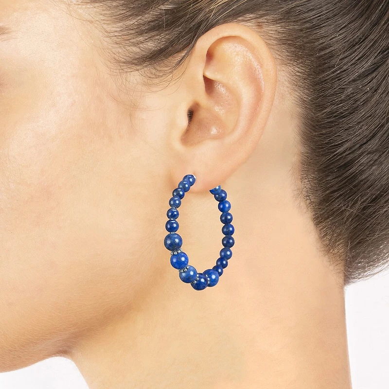 Sparkle Allure Womens Blue Lapis Pure Silver Over Brass Drop Earrings