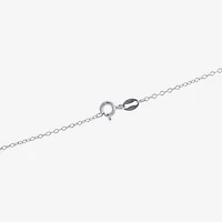 Silver Treasures Womens Black Crystal Sterling Silver 18 Inch Pendant Necklace