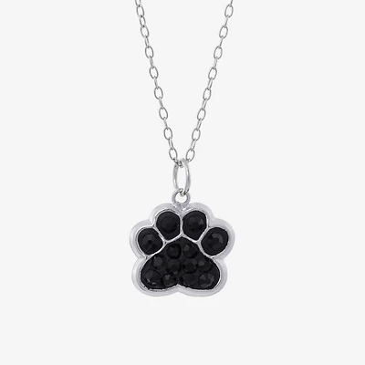 Silver Treasures Womens Black Crystal Sterling Silver 18 Inch Pendant Necklace