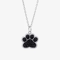 Silver Treasures Womens Black Crystal Sterling Silver 18 Inch Pendant Necklace