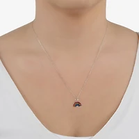 Silver Treasures Womens Multi Color Crystal Sterling Silver 18 Inch Pendant Necklace