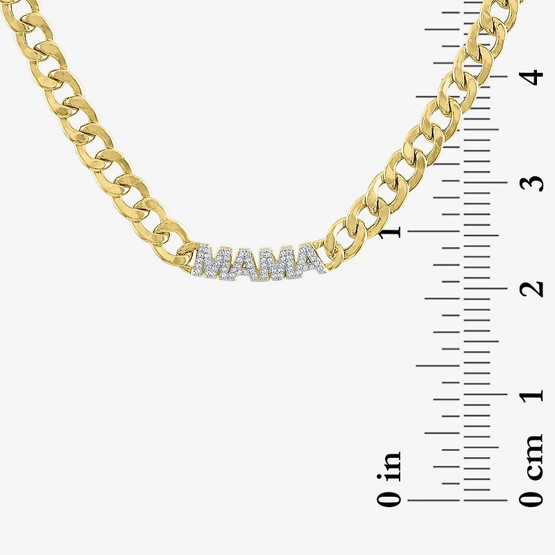 Diamond Addiction "Mama" Womens 1/10 CT. T.W. Natural White Diamond 14K Gold Over Silver Sterling Silver 18 Inch Pendant Necklace