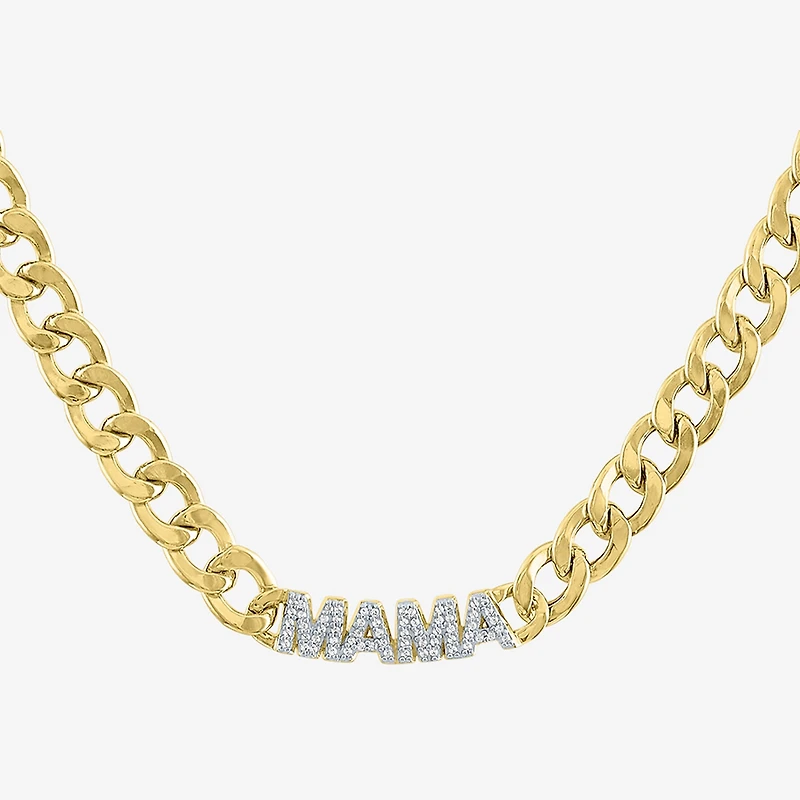 Diamond Addiction "Mama" Womens 1/10 CT. T.W. Natural White Diamond 14K Gold Over Silver Sterling Silver 18 Inch Pendant Necklace
