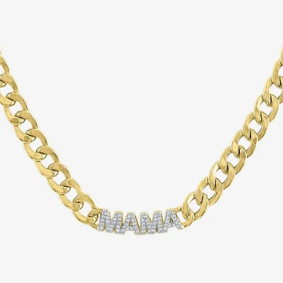 Diamond Addiction "Mama" Womens 1/10 CT. T.W. Natural White Diamond 14K Gold Over Silver Sterling Silver 18 Inch Pendant Necklace