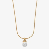 Monet Jewelry Gold Tone Womens Glass Simulated Pearl Knot 17 Inch Pendant Necklace
