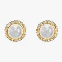 Monet Jewelry Gold Tone Glass Simulated Pearl 12.5mm Knot Stud Earrings