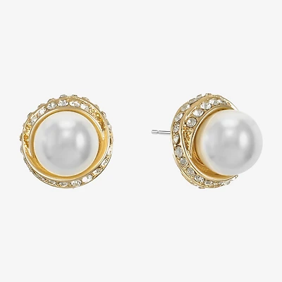 Monet Jewelry Gold Tone Glass Simulated Pearl 12.5mm Knot Stud Earrings