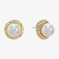 Monet Jewelry Gold Tone Glass Simulated Pearl 12.5mm Knot Stud Earrings