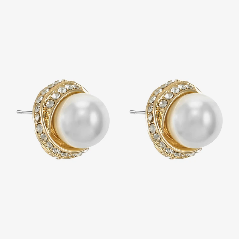 Monet Jewelry Gold Tone Glass Simulated Pearl 12.5mm Knot Stud Earrings