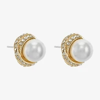Monet Jewelry Gold Tone Glass Simulated Pearl 12.5mm Knot Stud Earrings