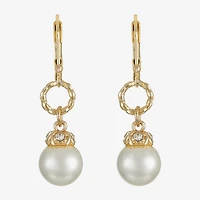 Monet Jewelry Gold Tone Womens Glass Simulated Pearl Drop Earrings