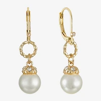 Monet Jewelry Gold Tone Womens Glass Simulated Pearl Drop Earrings