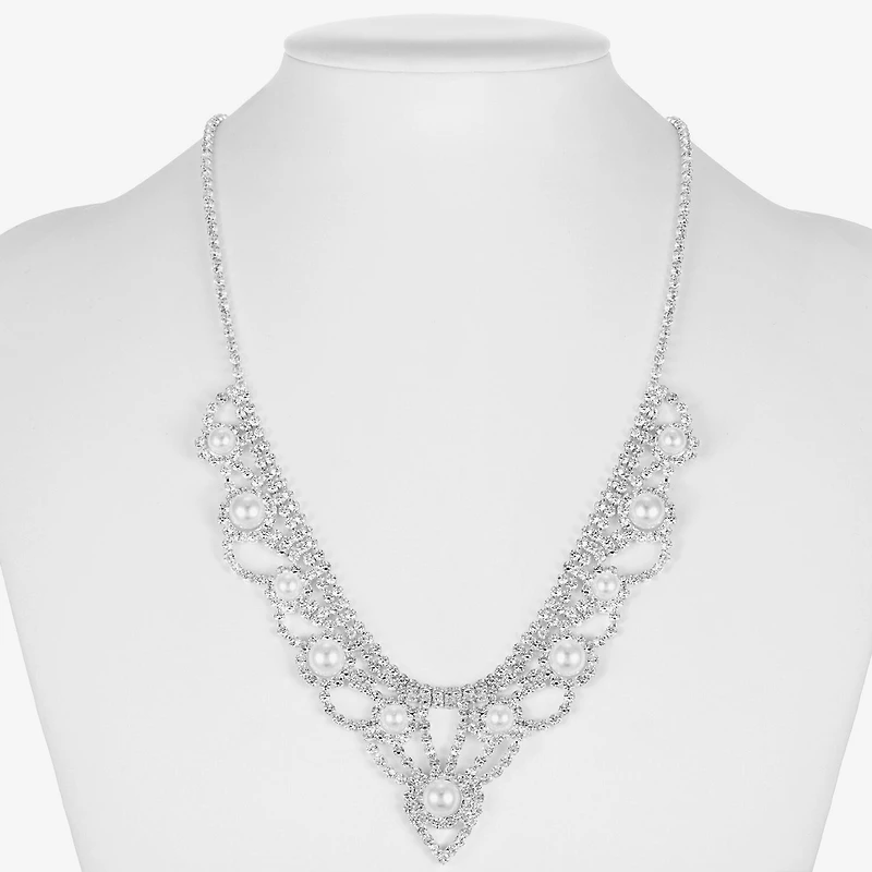 Monet Jewelry Timeless Silver Tone Frontal Scallop Womens 17 Inch Collar Necklace