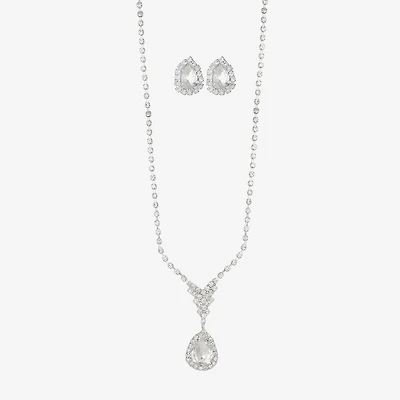 Monet Jewelry Timeless Silver Tone Pendant Necklace & Drop Earrings Womens Glass 2-pc. Jewelry Set