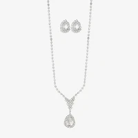 Monet Jewelry Timeless Silver Tone Pendant Necklace & Drop Earrings Womens Glass 2-pc. Jewelry Set