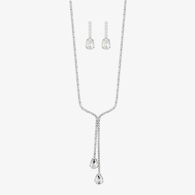 Monet Jewelry Timeless Silver Tone Bolo Necklace & Drop Earrings Womens Glass 2-pc. Jewelry Set