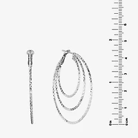Womens Sterling Silver 45.2mm Round Hoop Earrings