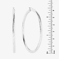 Womens Sterling Silver 65mm Round Hoop Earrings