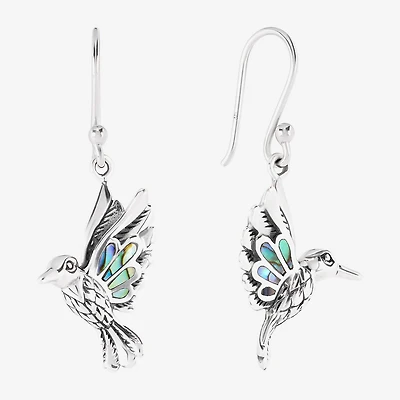 Bali Inspired Hummingbird Womens Gray Abalone Sterling Silver Drop Earrings