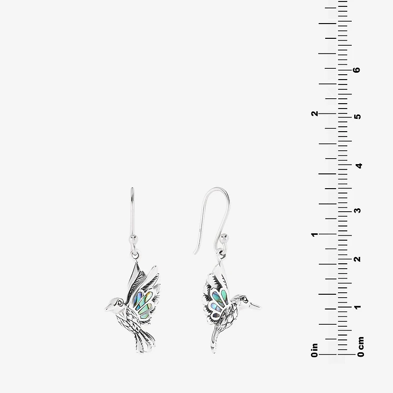 Bali Inspired Hummingbird Womens Gray Abalone Sterling Silver Drop Earrings