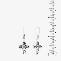 Bali Inspired Womens Sterling Silver Cross Drop Earrings