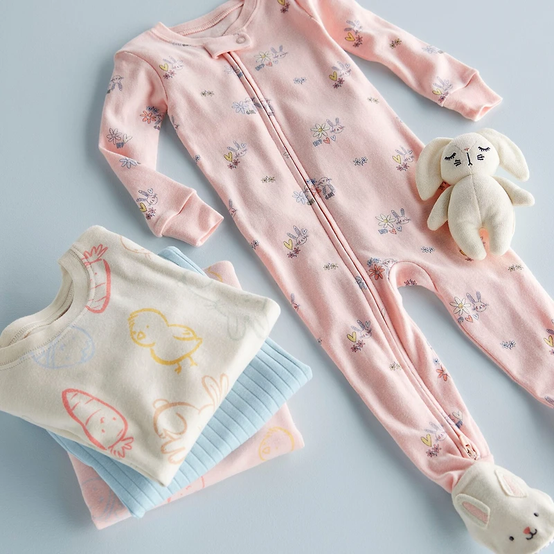 Carter's Baby Girls Footed Round Neck Long Sleeve One Piece Pajama