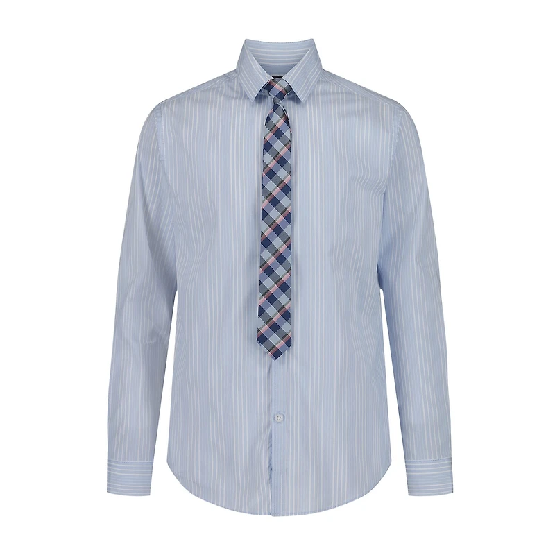 Van Heusen Little & Big Kid Boys Stretch Fabric Long Sleeve Point Collar Shirt + Tie Set