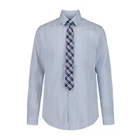 Van Heusen Little & Big Kid Boys Stretch Fabric Long Sleeve Point Collar Shirt + Tie Set