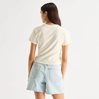 Hundred Acre Woods Baby Tee Womens Juniors Crew Neck Short Sleeve Fitted Winnie The Pooh Graphic T-Shirt