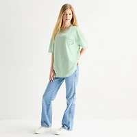 Destination Lobster Womens Juniors Crew Neck Short Sleeve Oversized Graphic T-Shirt