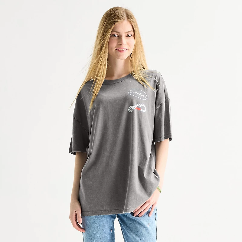 Formula 1 Womens Juniors Crew Neck Short Sleeve Oversized Graphic T-Shirt
