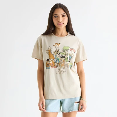 Boyfriend Tee Womens Juniors Crew Neck Short Sleeve Regular Fit Toy Story Graphic T-Shirt