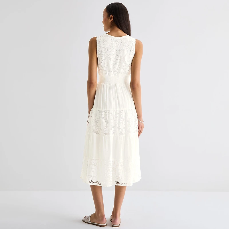 Isabel & Nina Womens V Neck Sleeveless Fit + Flare Dress