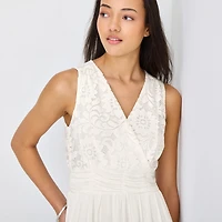 Isabel & Nina Womens V Neck Sleeveless Fit + Flare Dress