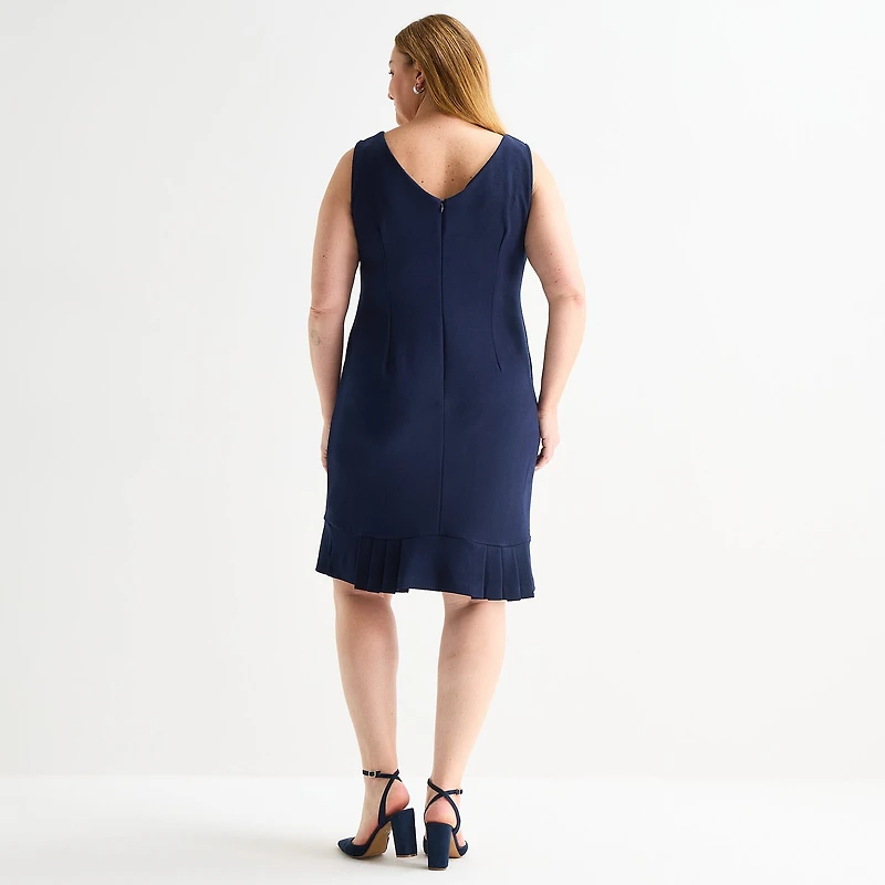 Maya Brooke Womens Plus Pearl Trim Jacket Dress