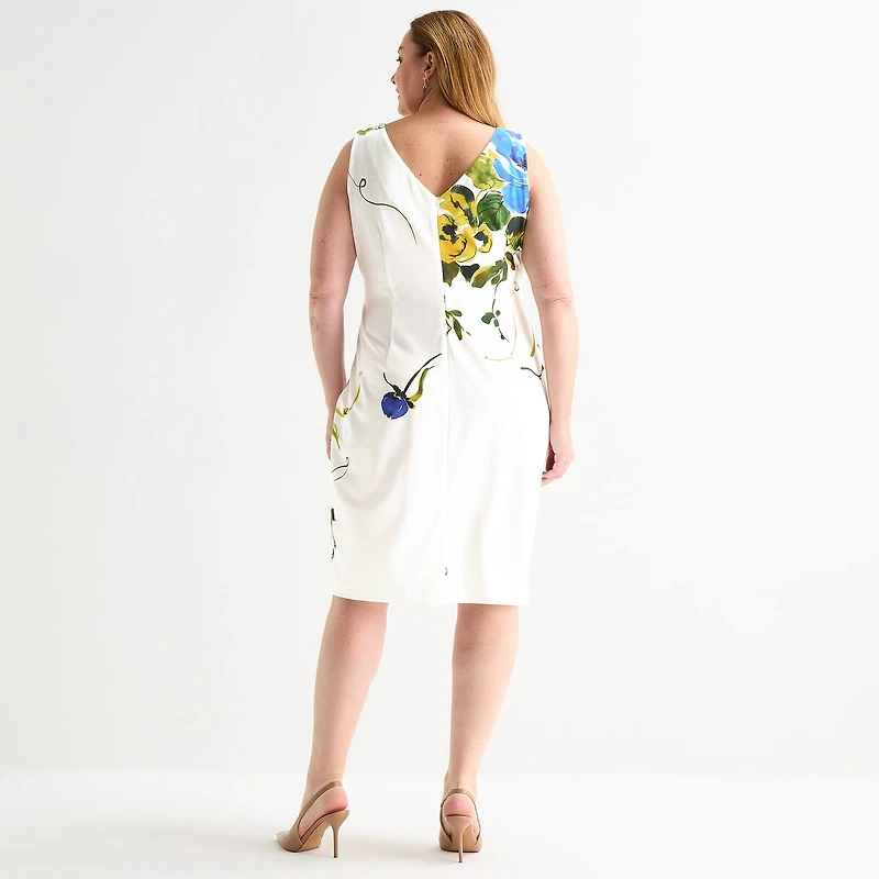 Maya Brooke Womens Plus Floral Jacket Dress