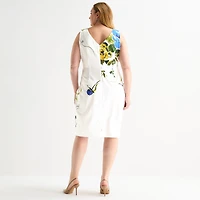 Maya Brooke Womens Plus Floral Jacket Dress