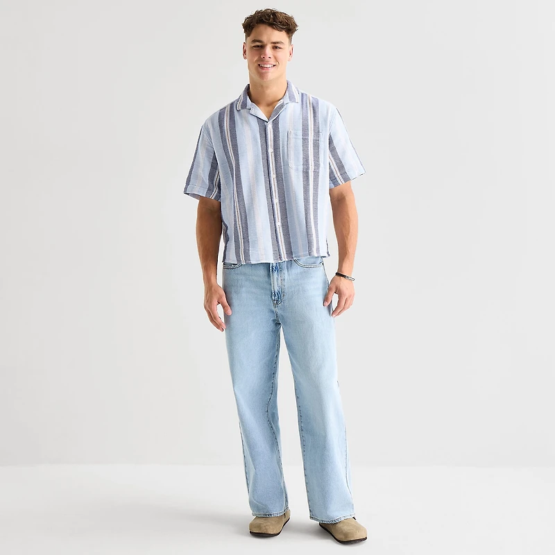 Arizona Mens Short Sleeve Boxy Fit Button-Down Shirt