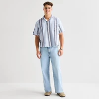Arizona Mens Short Sleeve Boxy Fit Button-Down Shirt