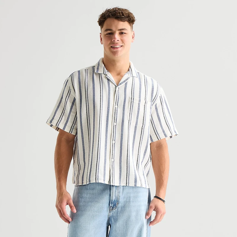 Arizona Mens Short Sleeve Boxy Fit Button-Down Shirt
