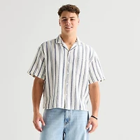 Arizona Mens Short Sleeve Boxy Fit Button-Down Shirt