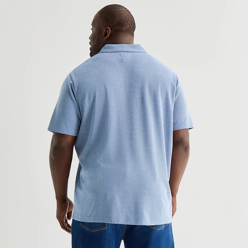Stafford Johnny Collar Big and Tall Mens Regular Fit Short Sleeve Polo Shirt