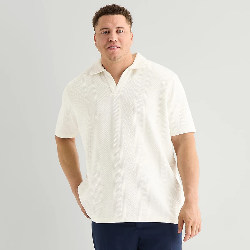 J. Ferrar Johnny Collar Big and Tall Mens Regular Fit Short Sleeve Polo Shirt
