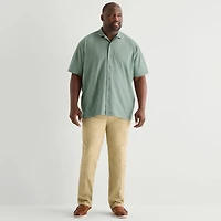 Stafford Jacquard Mens Short Sleeve Big and Tall Camp Shirt