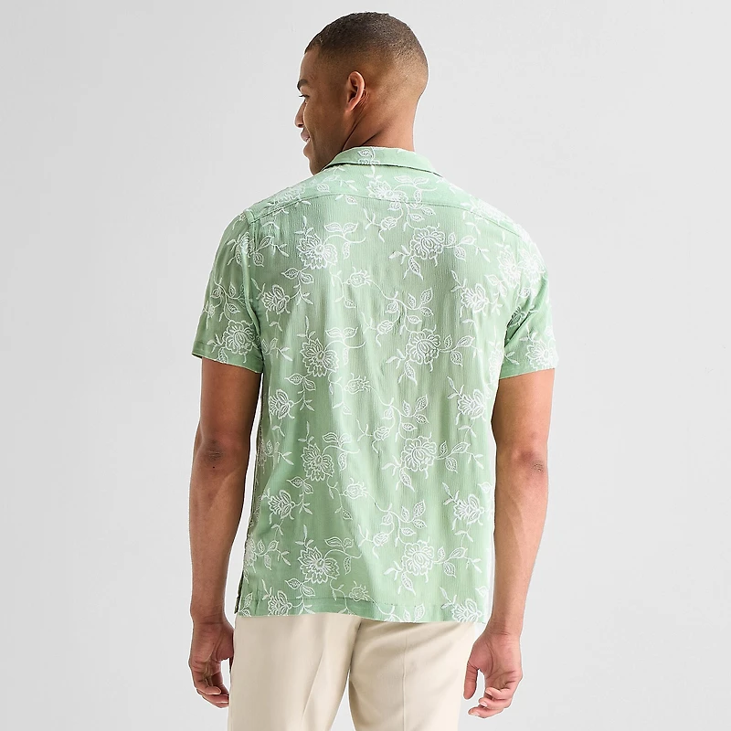 J. Ferrar Floral Mens Short Sleeve Camp Shirt