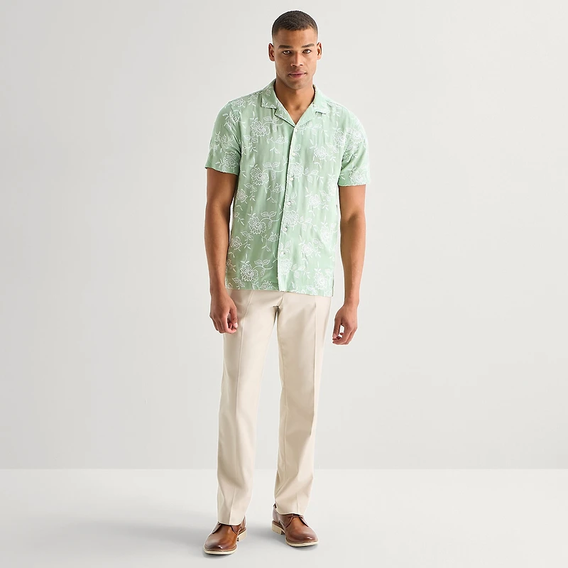 J. Ferrar Floral Mens Short Sleeve Camp Shirt