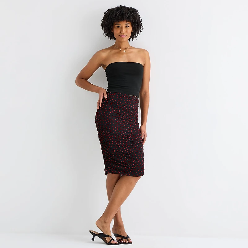 by&by Womens Juniors Mid Rise Midi A-Line Skirt