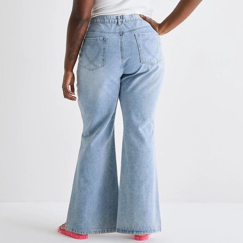 Forever 21 Womens Juniors Plus Low Rise Flare Leg Jean