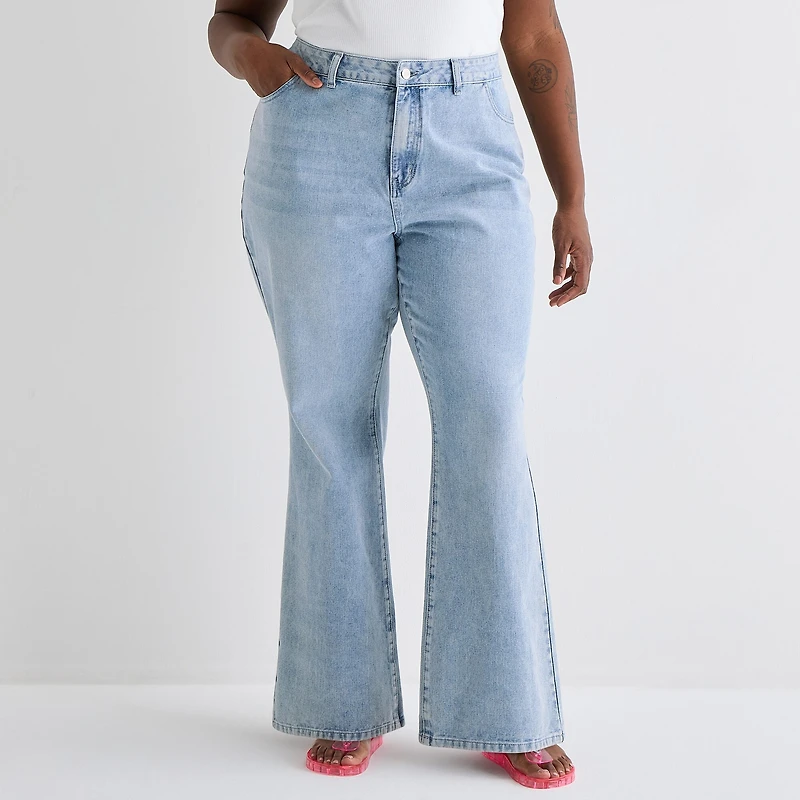 Forever 21 Womens Juniors Plus Low Rise Flare Leg Jean