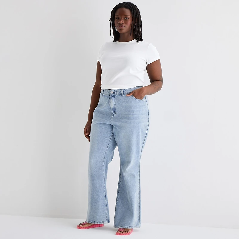 Forever 21 Womens Juniors Plus Low Rise Flare Leg Jean